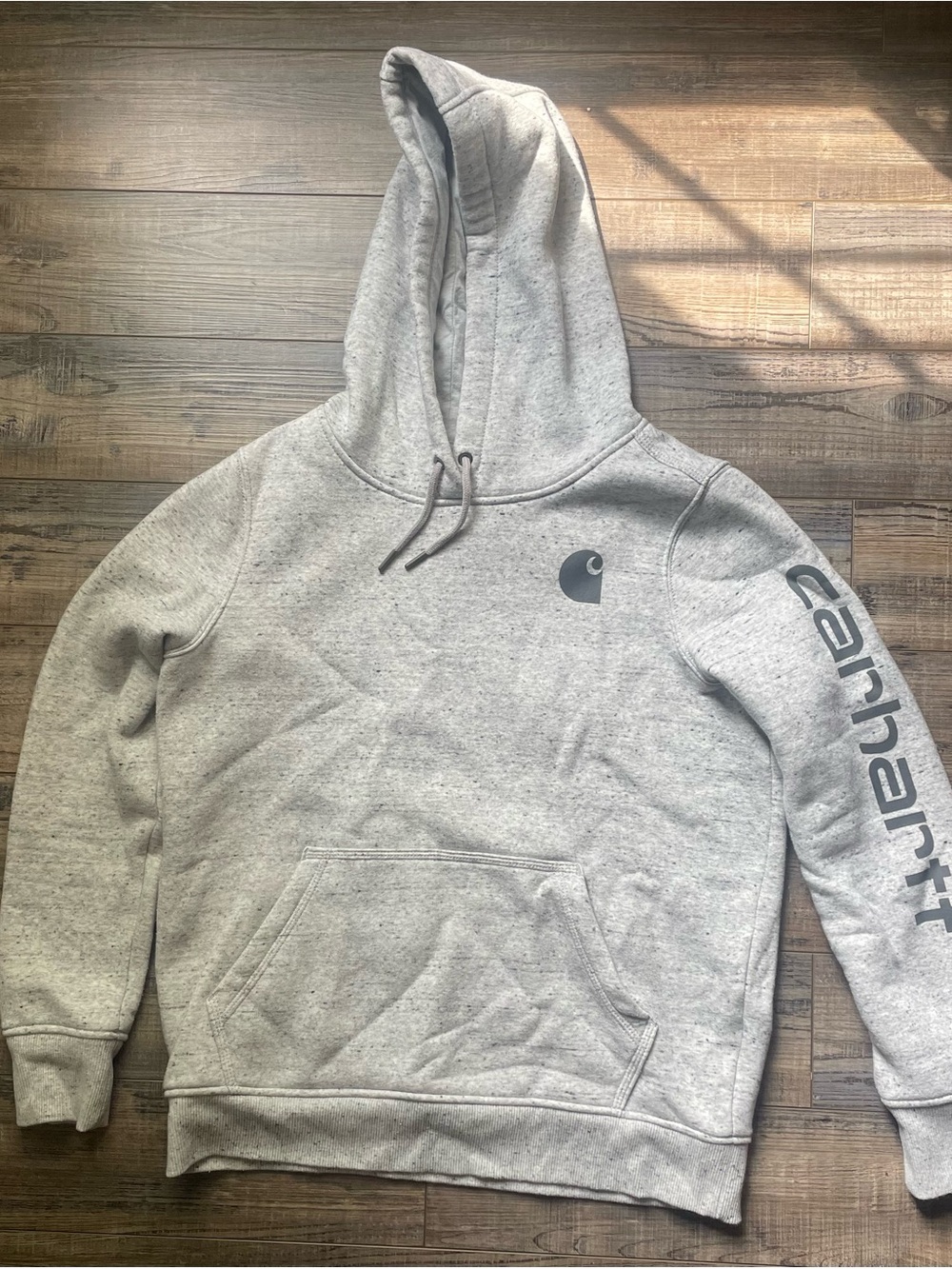 Carhartt Women’s Gray Pullover Hoodie - Logo Sleeve